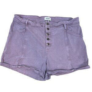 Pistola High Rise Short Women's Size 18W Purple Lavender Button Front
